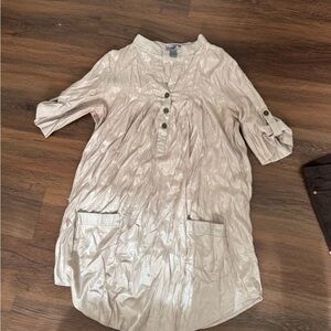 Chic Cream Button-Up Tunic Dress